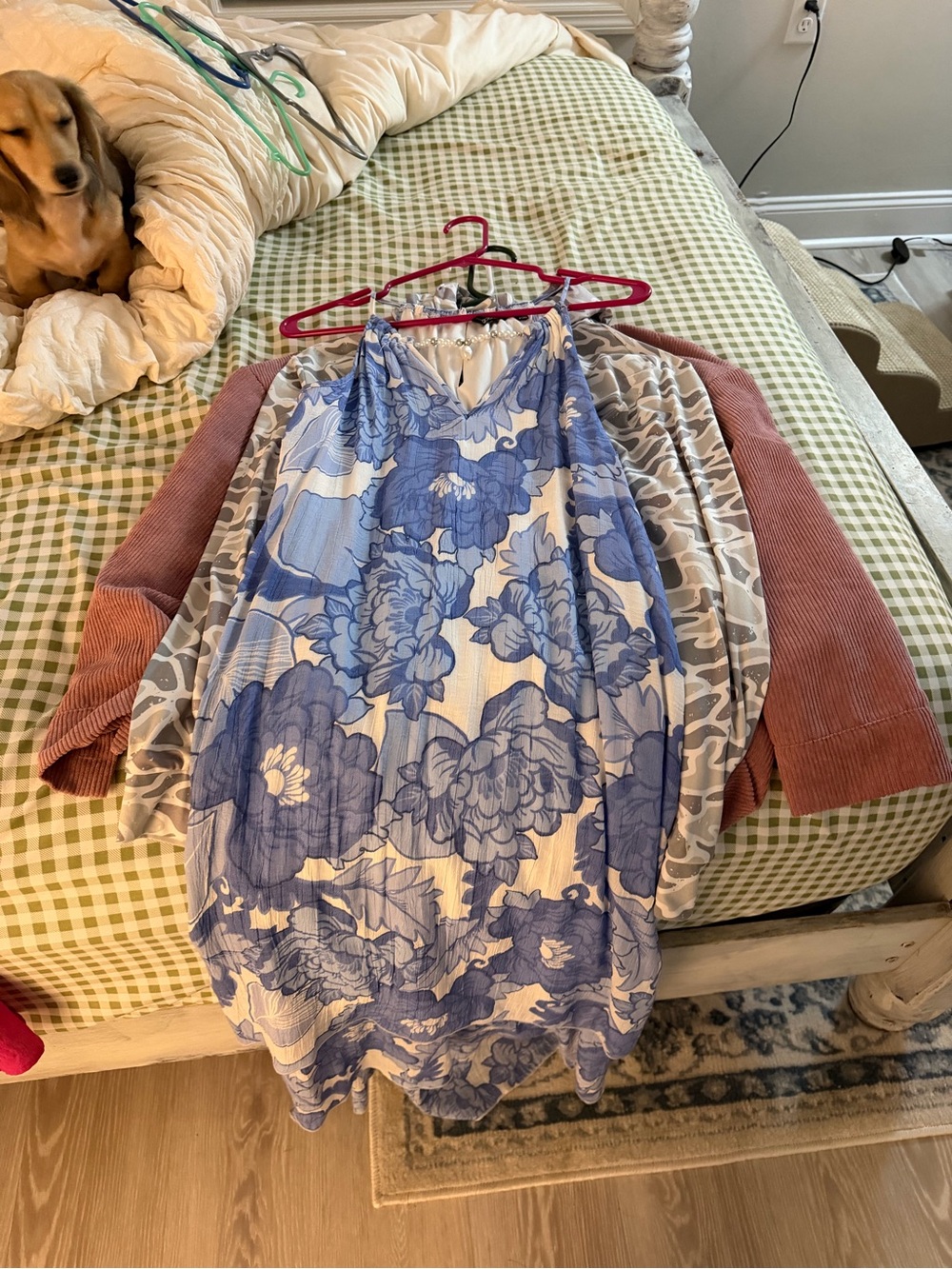 Blue Floral V-Neck Slip Dress